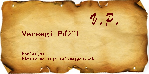 Versegi Pál névjegykártya
